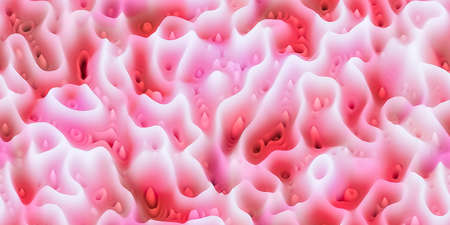 Abstract seamless texture of smooth waxy spikes like melted wax or coral or organic surface like skin or pores. Silicone hills with caves and craters. Horizontal pattern as hero-header or backgroundの写真素材
