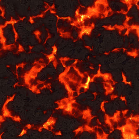 Seamless magma or lava texture with melting material flowing among hot rocks. Red hot molten lava flowの写真素材