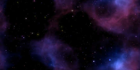 Image of space with colorful mist nebula and cluster of bright starsの写真素材
