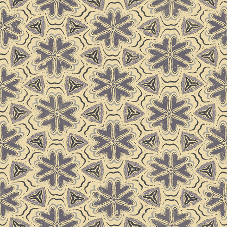 Abstract seamless background of colorful floral pattern. Artistic messy pattern like colorful cutting papers. Modern vibrant wallpaper pattern. Illustrationの写真素材