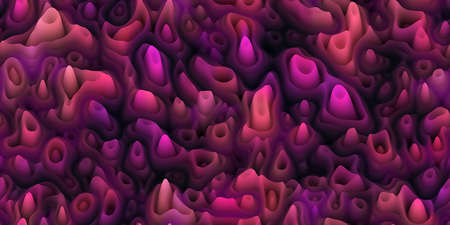 Abstract seamless texture of smooth waxy spikes like melted wax or coral or organic surface like skin or pores. Silicone hills with caves and craters. Horizontal pattern as hero-header or backgroundの写真素材