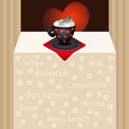 Coffee cups on napkin with heart backgroundのイラスト素材