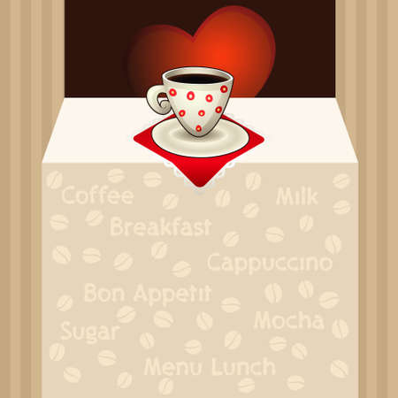 Coffee cups on napkin with heart backgroundのイラスト素材