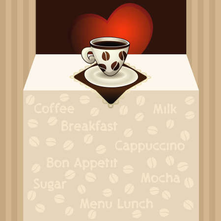 Coffee cups on napkin with heart backgroundのイラスト素材