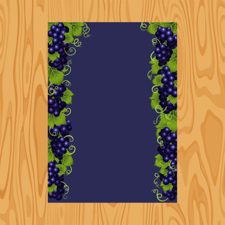 Fresh grapes frame. Vector grapes as wine cardのイラスト素材