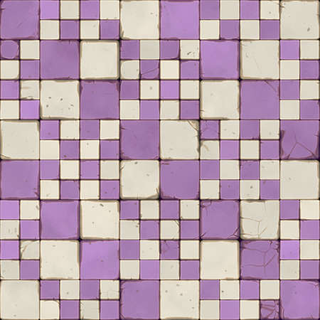 Cartoon seamless stone pavement tiles pattern, brick wall texture, cracked rock paver, gray street tiles top view. Ground blocks background, ancient old mosaic, walkway illustration. stone pavement designの写真素材