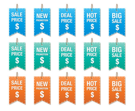 set of price tag isolated on white, labels for discountのイラスト素材