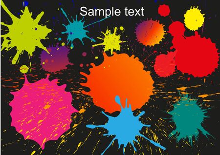 colors splash paint in black background, abstract colors background, paint colorsのイラスト素材