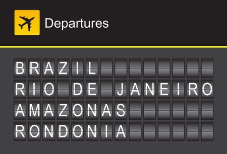 Brazil flip alphabet airport departures, Brazil, Rio De Janeiro, Amazon, Rondoniaのイラスト素材