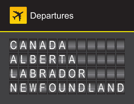 Canada flip alphabet airport departures: Canada, Alberta, Labrador, Newfoundlandのイラスト素材