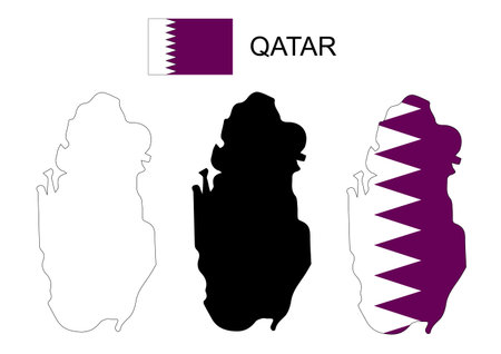 Qatar map vector, Qatar flag vectorのイラスト素材