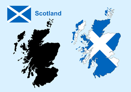 Scotland map vector, Scotland flag vectorのイラスト素材