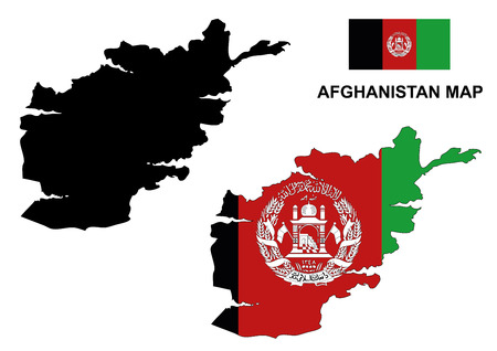 Afghanistan map vector, Afghanistan flag vectorのイラスト素材