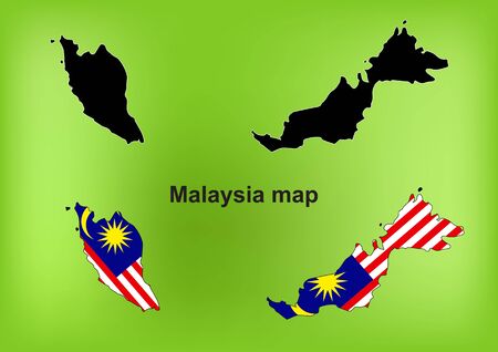 Malaysia map vector, Malaysia flag vectorのイラスト素材