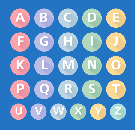 flat ABC character icons, flat character vector, typographic vectorのイラスト素材