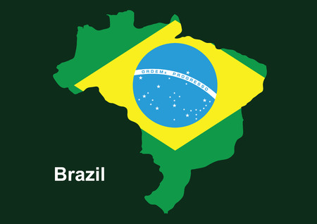 Brazil map with flag inside, brazil map vector, map vectorのイラスト素材