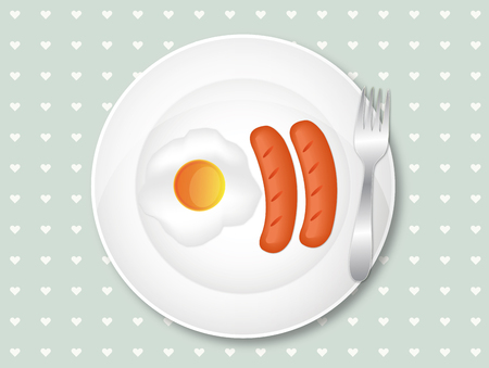 Delicious Breakfast with Egg and Sausagesのイラスト素材