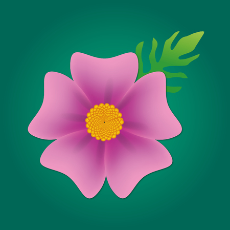 pink flower vector in green background, flower vector, pink flower, beautiful flowerのイラスト素材