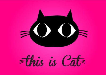This is cat, cat vector, cute cat colorful. maroon backgroundのイラスト素材