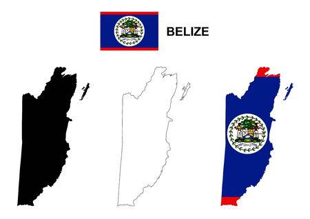 Belize map vector, Belize flag vector, isolated Belizeのイラスト素材