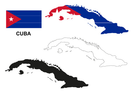 Cuba map vector, Cuba flag vector, isolated Cubaのイラスト素材