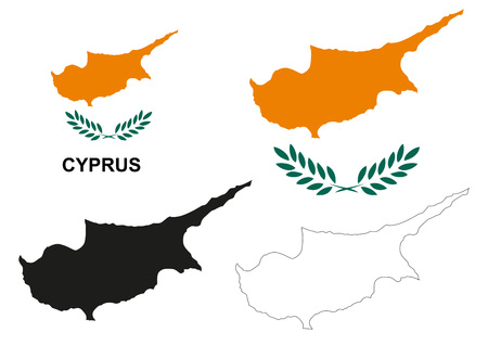 Cyprus map vector, Cyprus flag vector, isolated Cyprusのイラスト素材