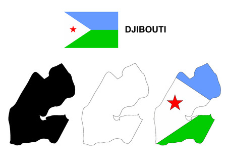 Djibouti map vector, Djibouti flag vector, isolated Djiboutiのイラスト素材