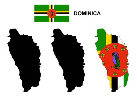 Dominica map vector, Dominica flag vector, isolated Dominicaのイラスト素材
