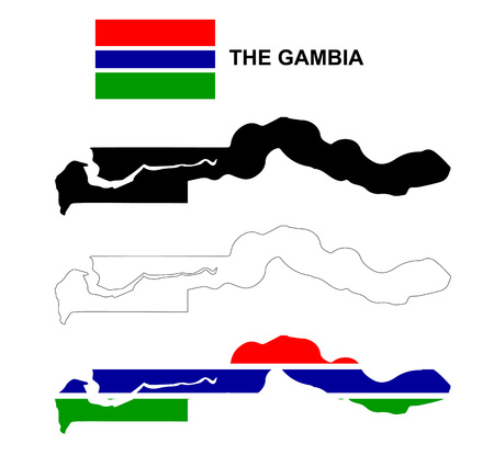 Gambia map vector, Gambia flag vector, isolated Gambia, The Gambiaのイラスト素材