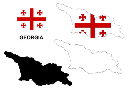 Georgia map vector, Georgia flag vector, isolated Georgiaのイラスト素材