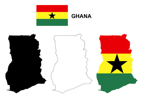 Ghana map vector, Ghana flag vector, isolated Ghanaのイラスト素材
