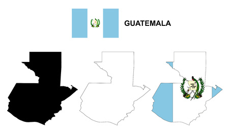 Guatemala map vector, Guatemala flag vector, isolated Guatemalaのイラスト素材