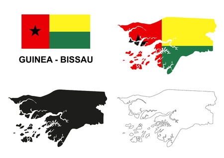 Guinea-Bissau map vector, Guinea-Bissau flag vector, isolated Guinea-Bissauのイラスト素材