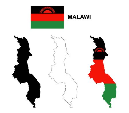 Malawi map and flagのイラスト素材
