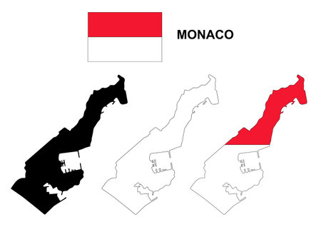 Monaco map and flagのイラスト素材