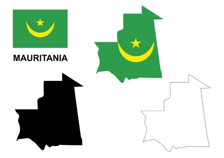 Mauritania map and flagのイラスト素材