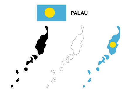 Palau map and flag のイラスト素材