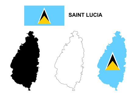 Saint Lucia map and flagのイラスト素材