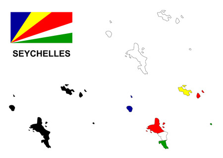Seychelles map and flagのイラスト素材
