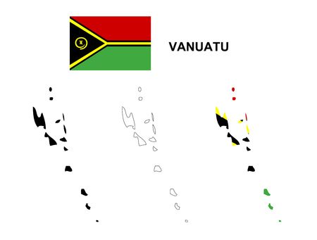 Vanuatu map vector, Vanuatu flag vector, isolated Vanuatuのイラスト素材