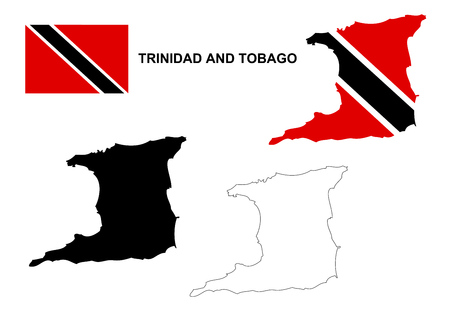 Trinidad and Tobago map vector, Trinidad and Tobago flag vector, isolated Trinidad and Tobagoのイラスト素材