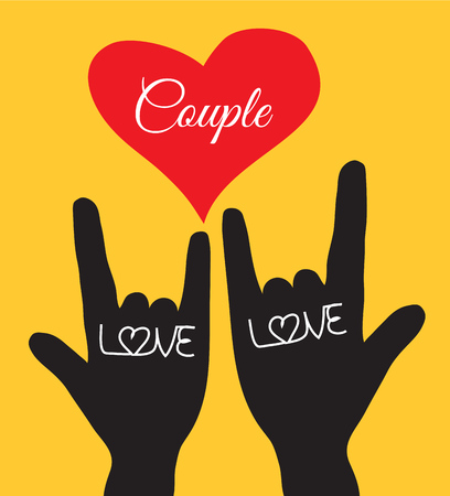 Love hand sign. Love symbol. Couple, Lover. illustrationのイラスト素材