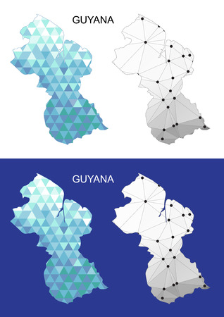 Guyana map in geometric polygonal style. Abstract gems triangle.のイラスト素材
