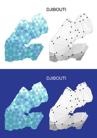Djibouti map in geometric polygonal style. Abstract gems triangle.のイラスト素材