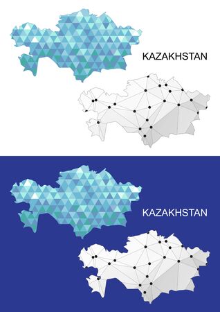 Kazakhstan map in geometric polygonal style. Abstract gems triangle.のイラスト素材