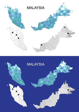 Malaysia map in geometric polygonal style. Abstract gems triangle.のイラスト素材