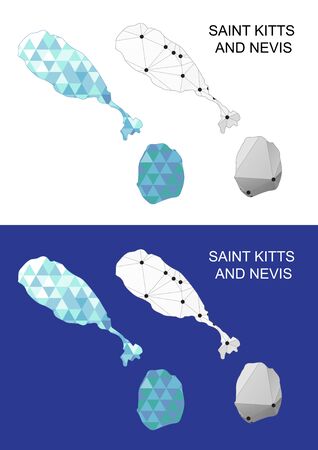Saint Kitts and Nevis map in geometric polygonal style. Abstract gems triangle.のイラスト素材