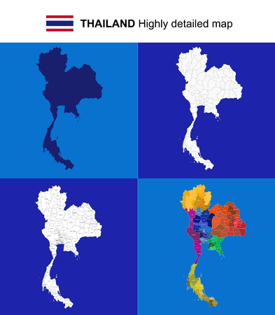 Thailand - vector highly detailed political map with regions, provinces and capital. All elements are separated in editable layers EPS 10.のイラスト素材