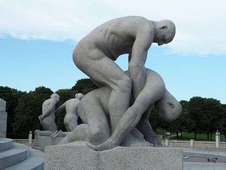 OSLO, NORWAY - August 27, 2017: Statues in Vigeland park in Oslo. The most famous park in Norway created by sculptor Gustav Vigeland.のeditorial素材