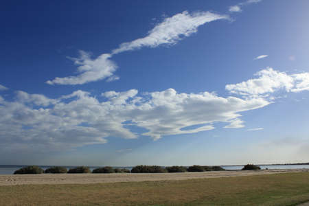 park by the beach and blue skyの写真素材